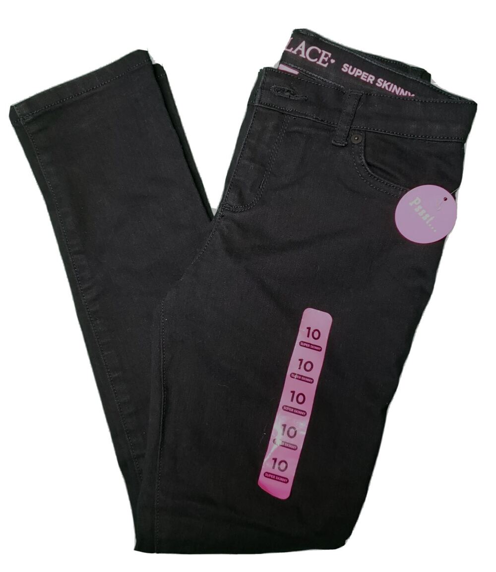 Children's Place Girls Super Skinny Jeans Black Denim Casual Size 10 NWT